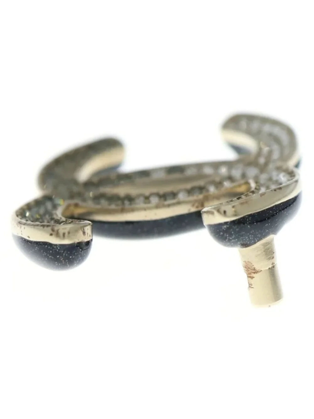 Chanel Coco Mark Rhinestone Brooch Gold GP - Picture 4 of 6